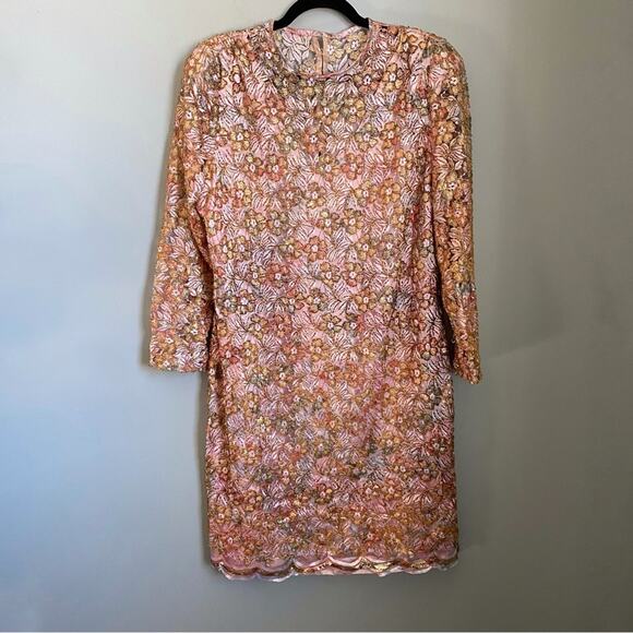Rina Di Montella Floral Spring Shimmer Beaded Shift Dress Size 16 - Picture 1 of 14